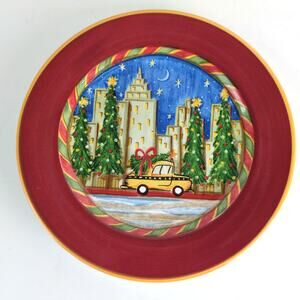 Christmas Time in the City by Sango 8" Salad Plate‎ Chuck Fischer Taxi Holiday